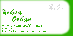 miksa orban business card